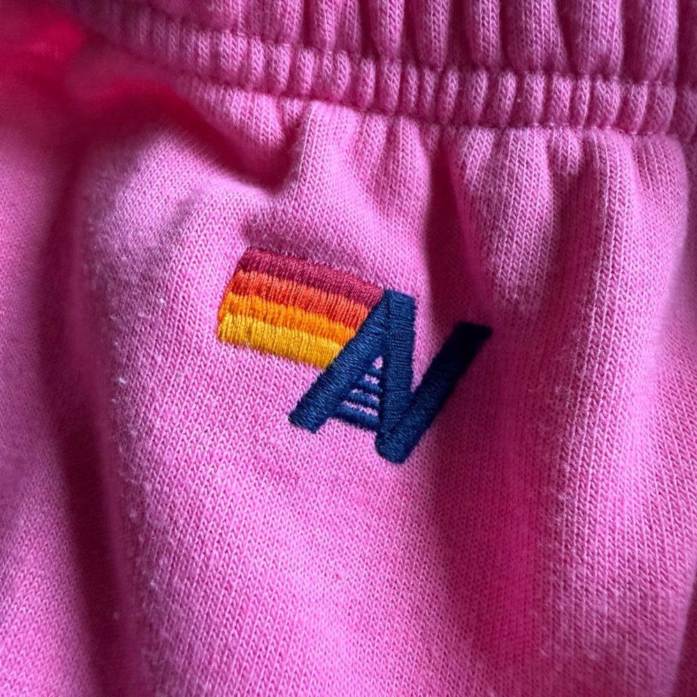Aviator Nation Hot Pink sweat pants with Rainbow Logo - size large